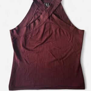 INC International Burgundy Wine Crossover Top Size XL Silk Blend